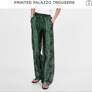 Zara Printed Palazzo Pants - Size XL
